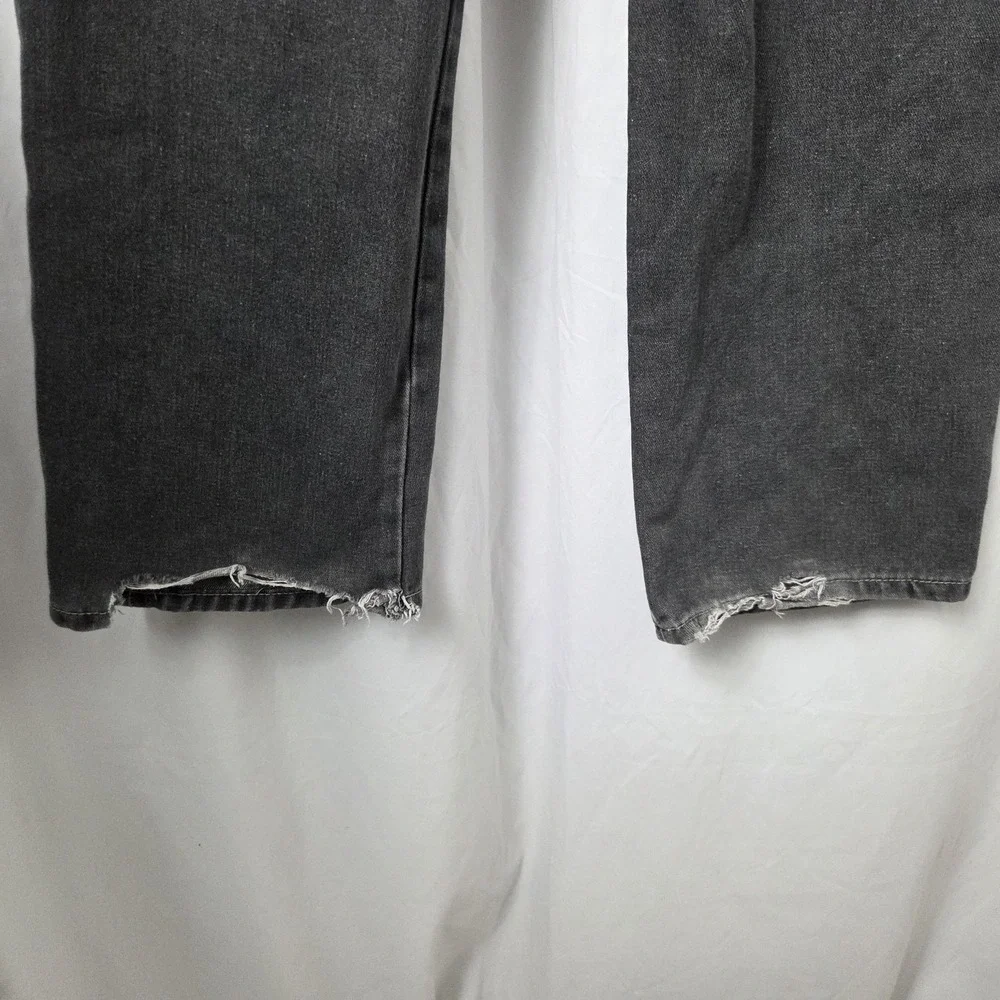 SheIn Jeans Womens 30 Gray Charcoal Wash High Rise Straight Cargo Pockets Denim